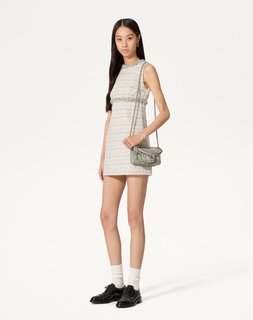 Valentino Handbags Borsa Piccola A Spalla Valentino Garavani Locò Ricamata Per Donna In Crystal/grigio | Valentino IT