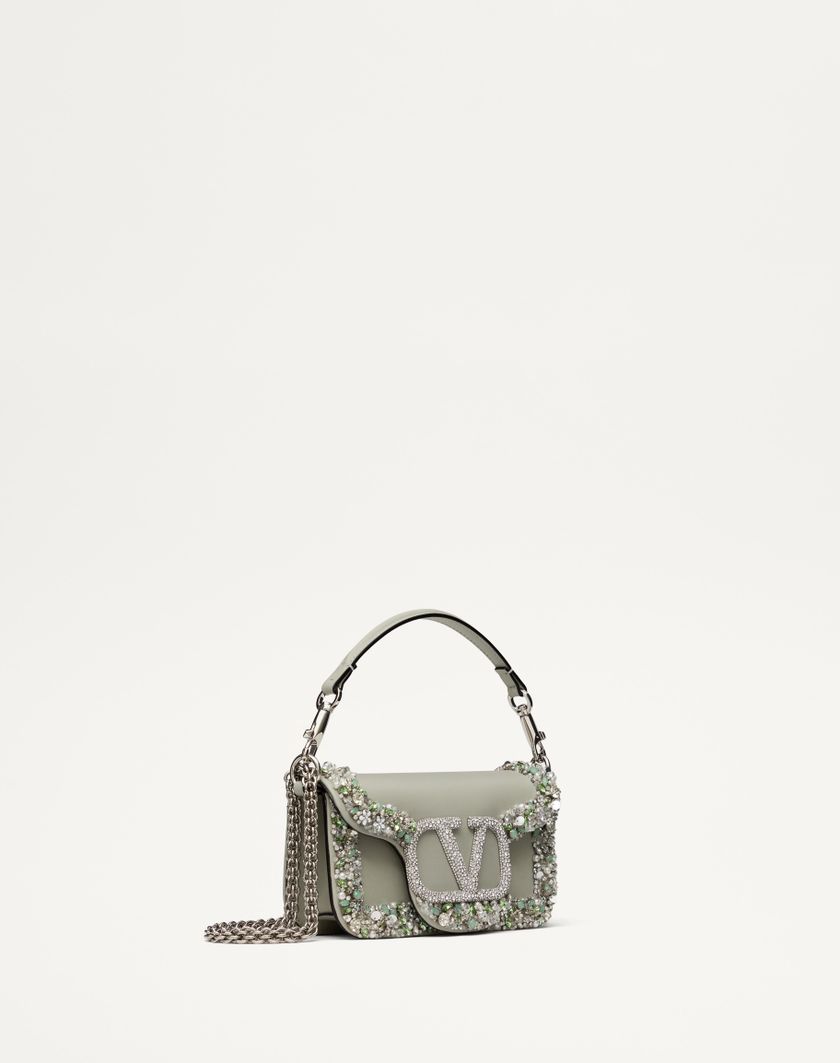 Valentino Handbags Borsa Piccola A Spalla Valentino Garavani Locò Ricamata Per Donna In Crystal/grigio | Valentino IT