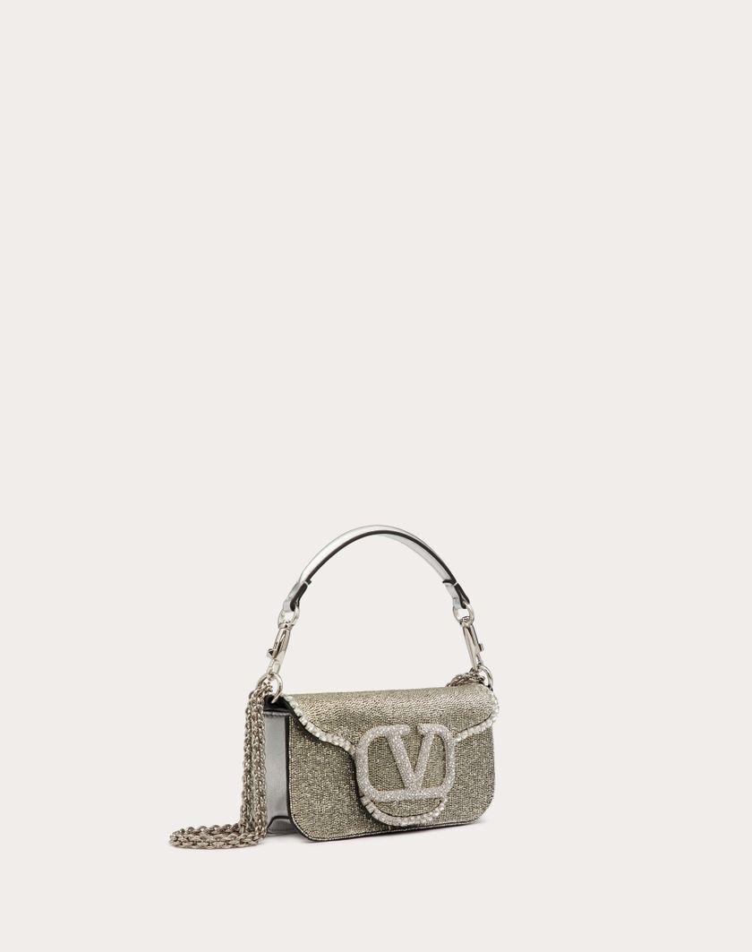 Valentino Handbags Borsa Piccola A Spalla Valentino Garavani Locò Ricamata Per Donna In Silver/crystal | Valentino IT