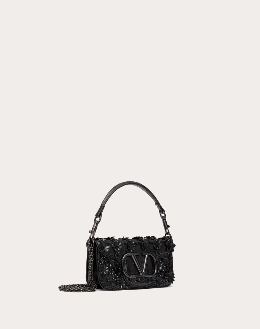 Valentino Handbags Borsa Piccola A Spalla Valentino Garavani Locò Ricamata In Anguilla Per Donna In Nero | Valentino IT