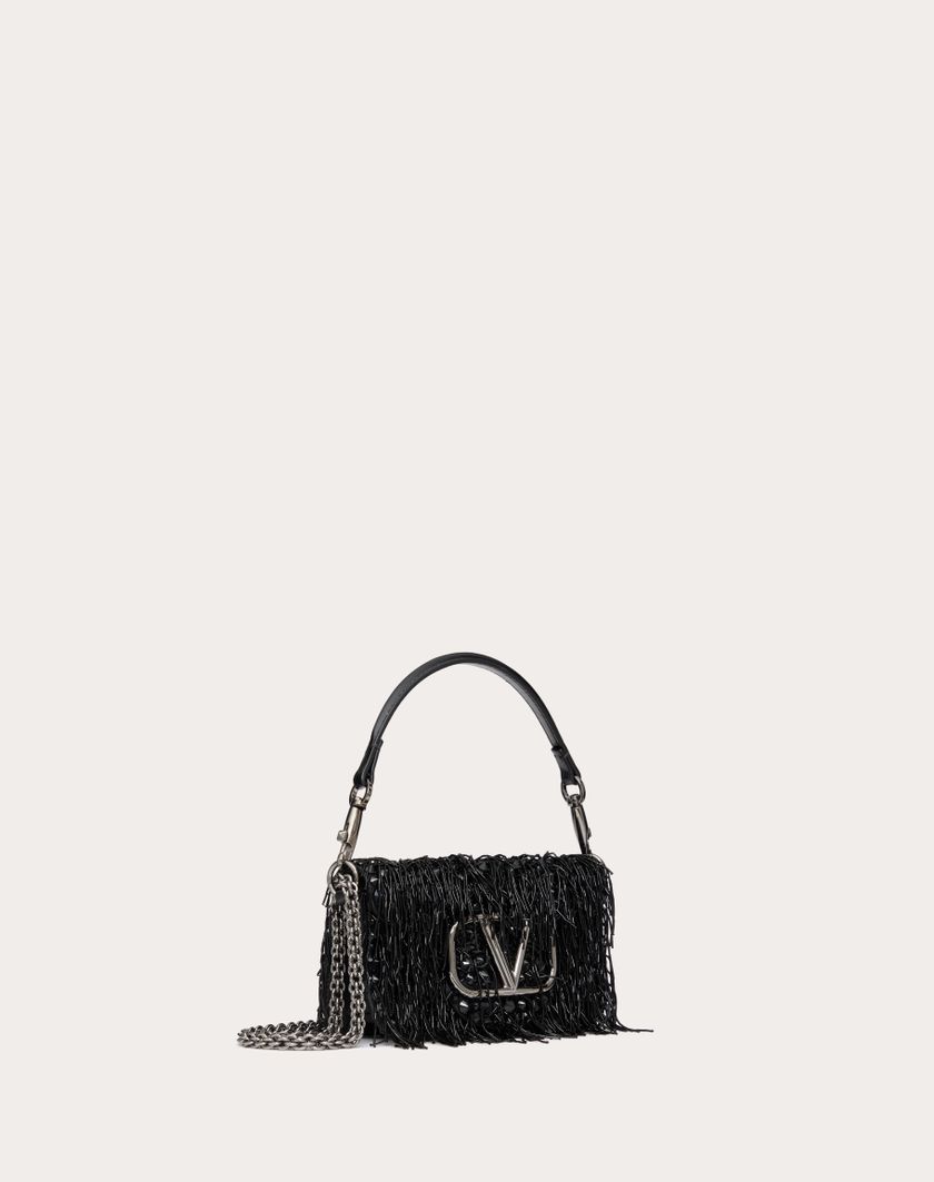 Valentino Handbags Borsa Piccola A Spalla Valentino Garavani Locò Ricamata Per Donna In Nero | Valentino IT