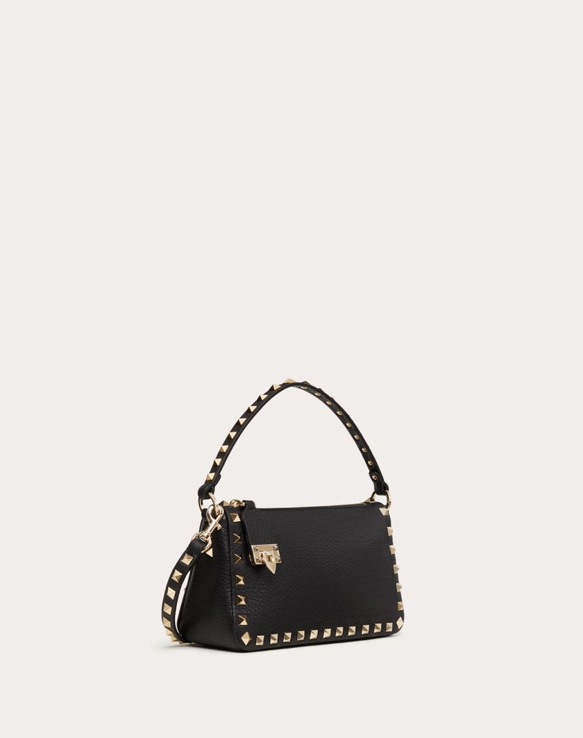 Valentino Handbags Borsa Piccola A Tracolla Rockstud In Vitello Granato Per Donna In Nero | Valentino IT