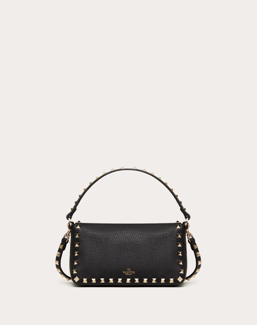 Valentino Handbags Borsa Piccola A Tracolla Rockstud In Vitello Granato Per Donna In Nero | Valentino IT