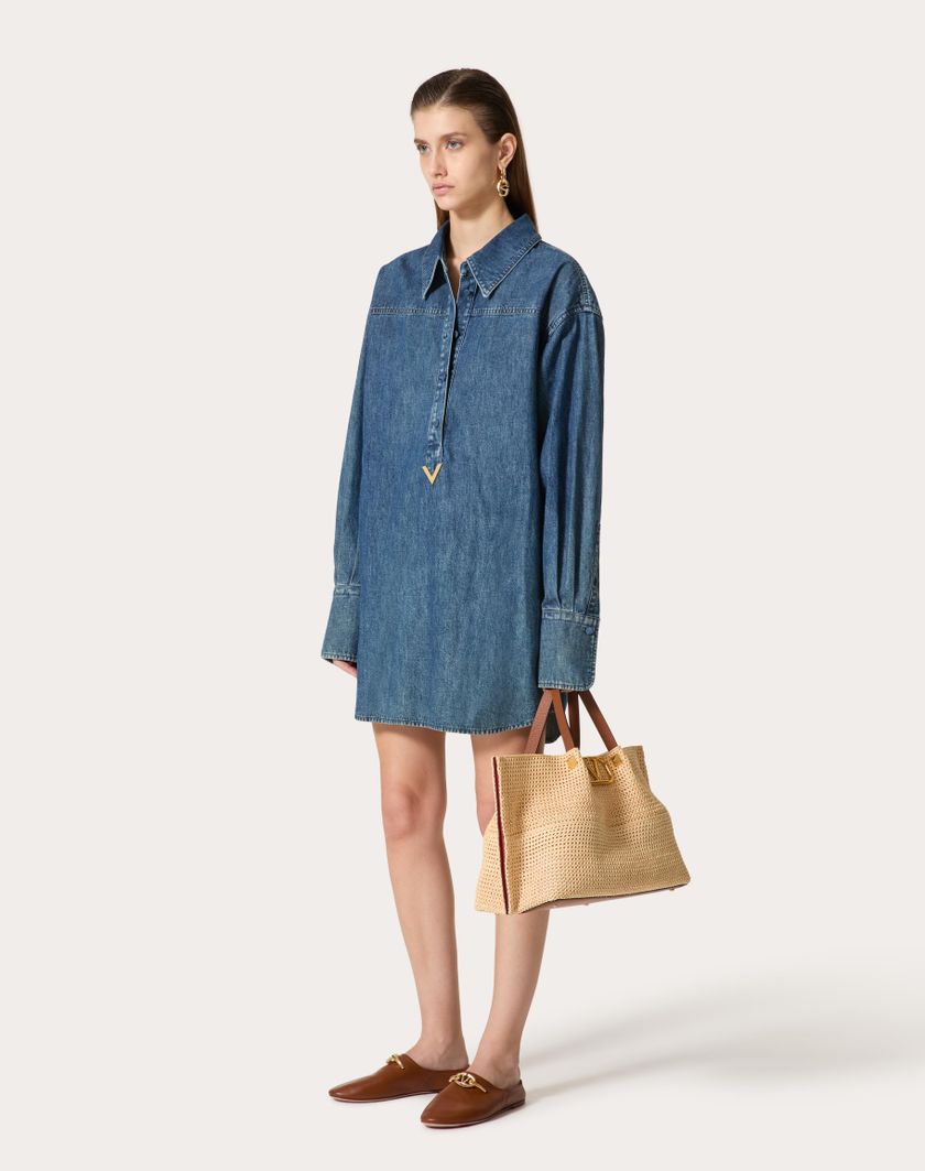 Valentino Handbags Borsa Shopping Media In Rafia Sintetica Per Donna In Selleria/naturale/rouge Pur | Valentino IT