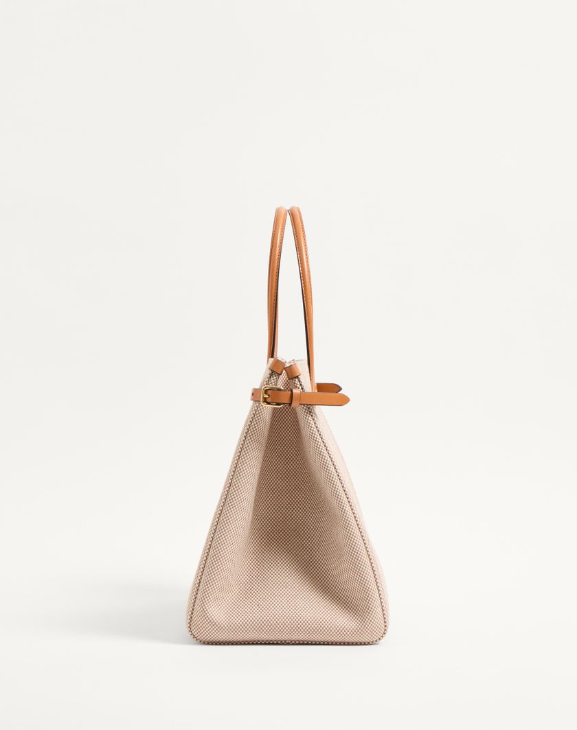 Valentino Handbags Borsa Shopping Media Valentino Garavani Antibes In Canvas Per Donna In Naturale/tabacco | Valentino IT