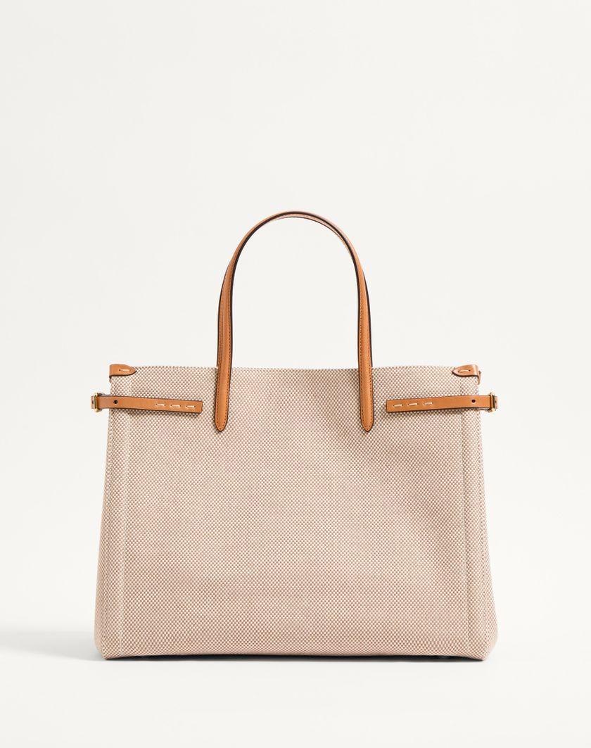 Valentino Handbags Borsa Shopping Media Valentino Garavani Antibes In Canvas Per Donna In Naturale/tabacco | Valentino IT