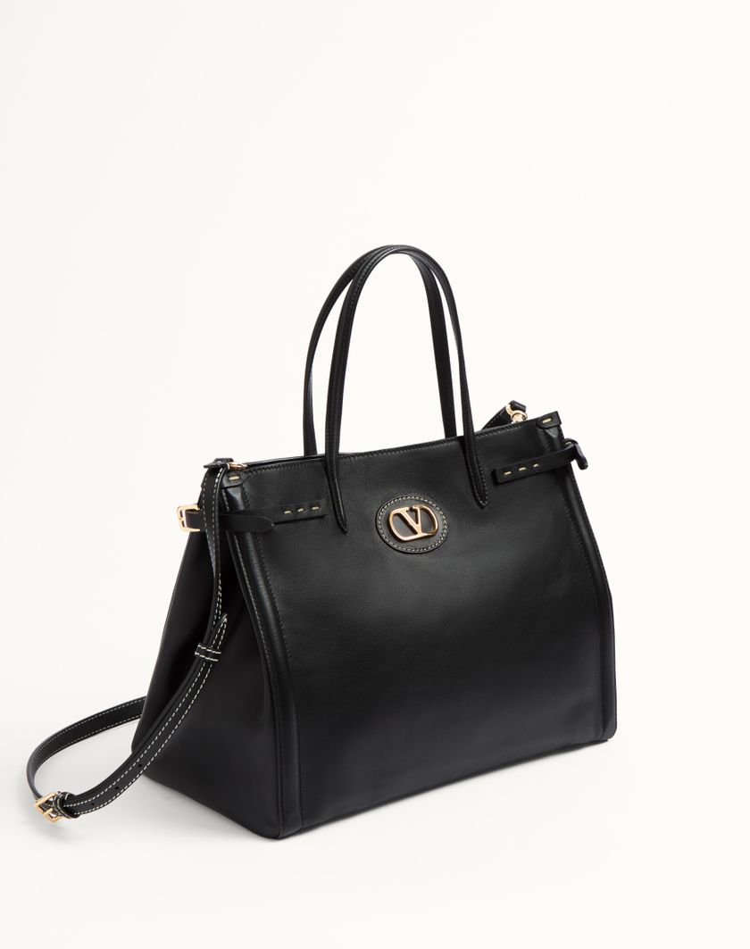 Valentino Handbags Borsa Shopping Media Valentino Garavani Antibes In Vitello Per Donna In Nero | Valentino IT