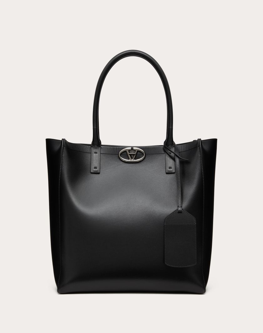 Valentino Handbags Borsa Shopping Media Vlogo Locker In Pelle per Uomo in Nero | Valentino IT