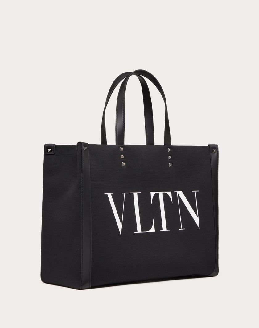 Valentino Handbags Borsa Shopping Media Vltn In Canvas Per Uomo In Nero/bianco | Valentino IT