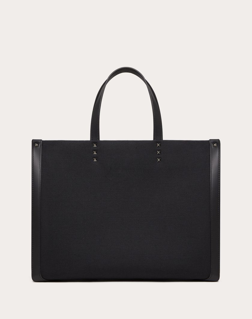 Valentino Handbags Borsa Shopping Media Vltn In Canvas Per Uomo In Nero/bianco | Valentino IT