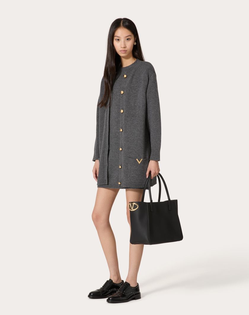 Valentino Handbags Borsa Shopping Vlogo Side In Vitello Nappato Per Donna In Nero | Valentino IT