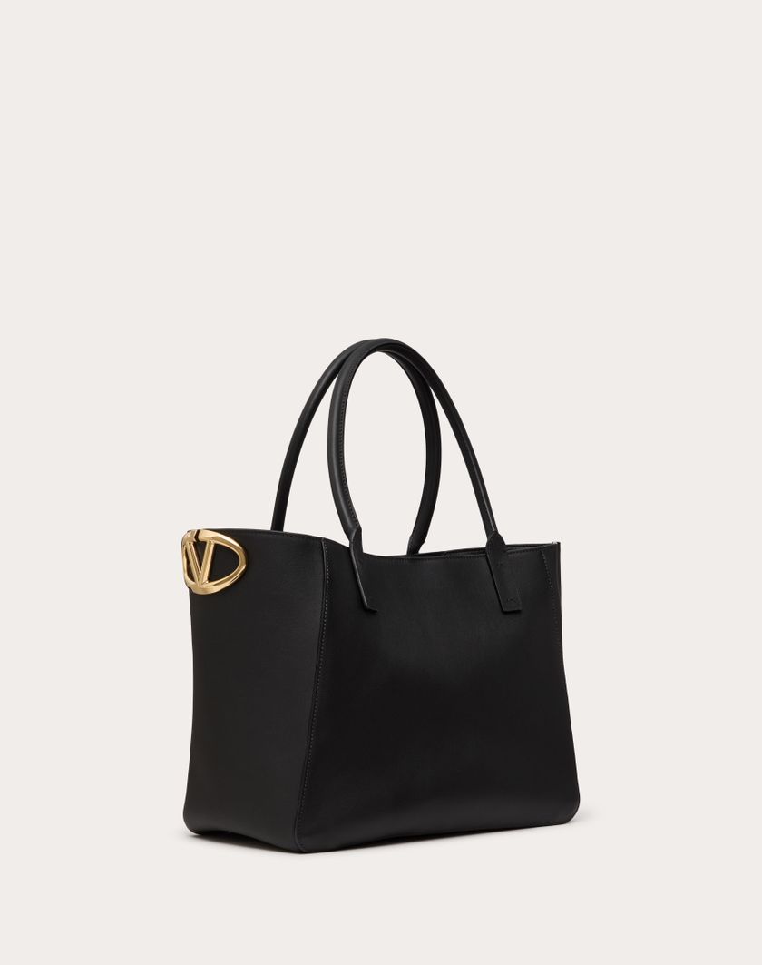 Valentino Handbags Borsa Shopping Vlogo Side In Vitello Nappato Per Donna In Nero | Valentino IT