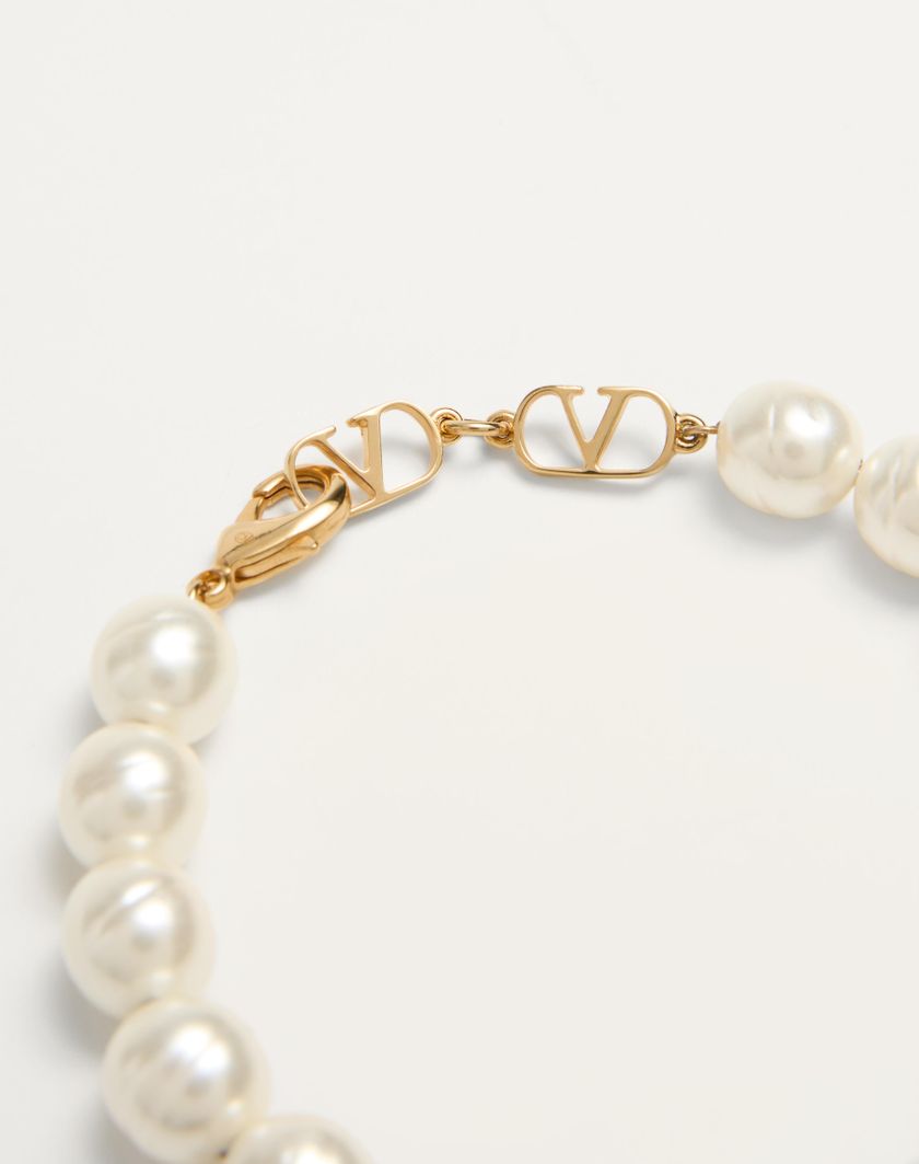 Valentino Handbags Bracciale Coeur Royal In Metallo Smalto E Perle Per Donna In Multicolor | Valentino IT