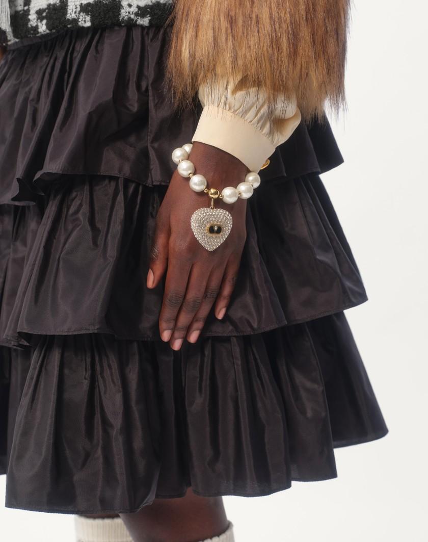 Valentino Handbags Bracciale Coeur Royal In Metallo Smalto Perla E Cristalli Swarovski® Per Donna In Multicolor | Valentino IT