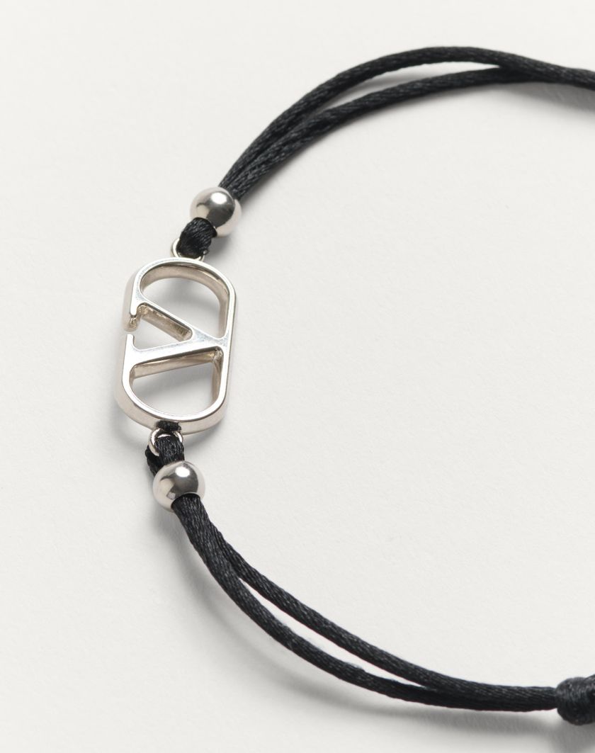 Valentino Handbags Bracciale Vlogo Signature In Cotone Per Uomo In Nero | Valentino IT