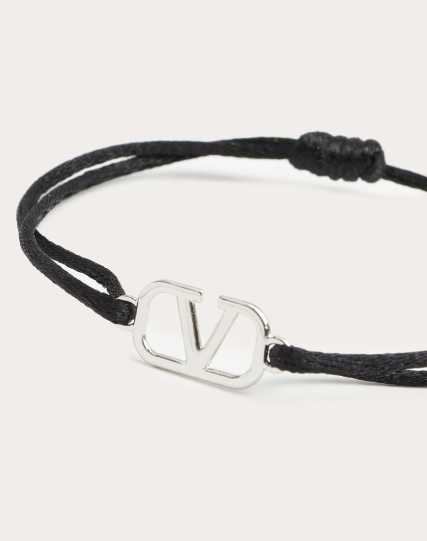 Valentino Handbags Bracciale Vlogo Signature In Cotone Per Uomo In Nero | Valentino IT
