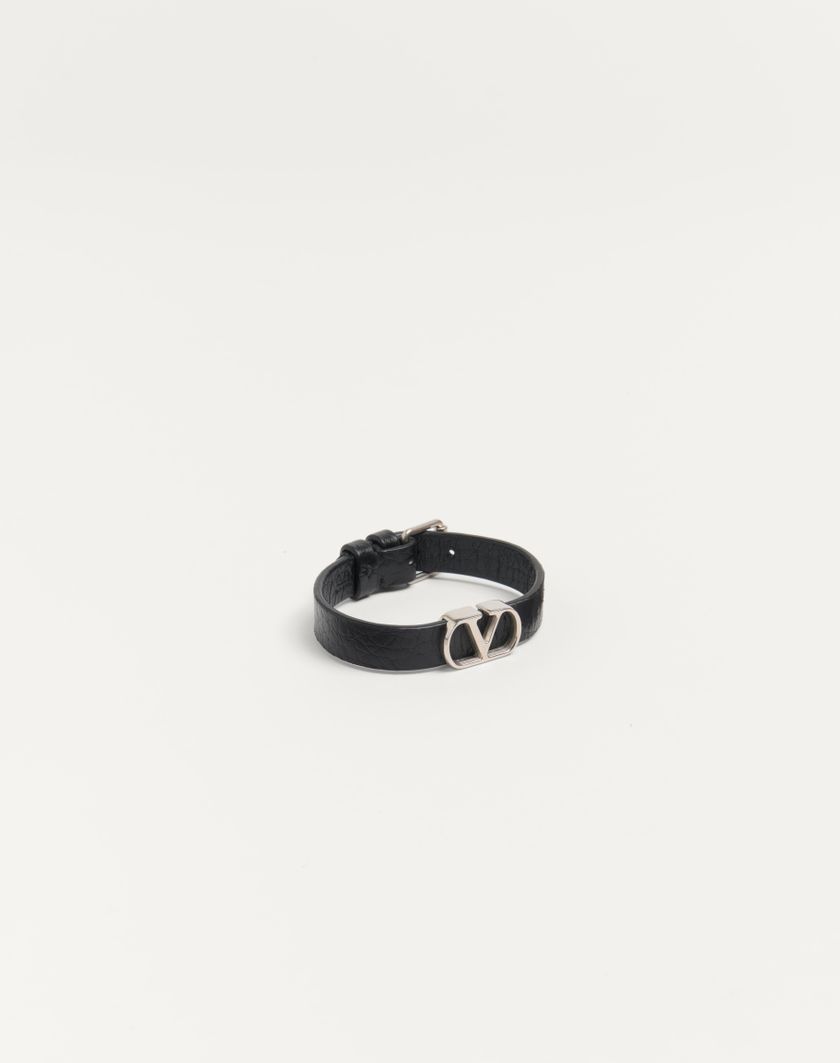 Valentino Handbags Bracciale Vlogo Signature In Vitello Granato Per Uomo In Nero | Valentino IT