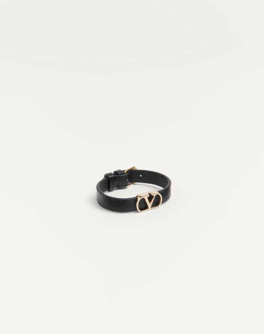 Valentino Handbags Bracciale Vlogo Signature In Vitello Granato Per Uomo In Nero | Valentino IT