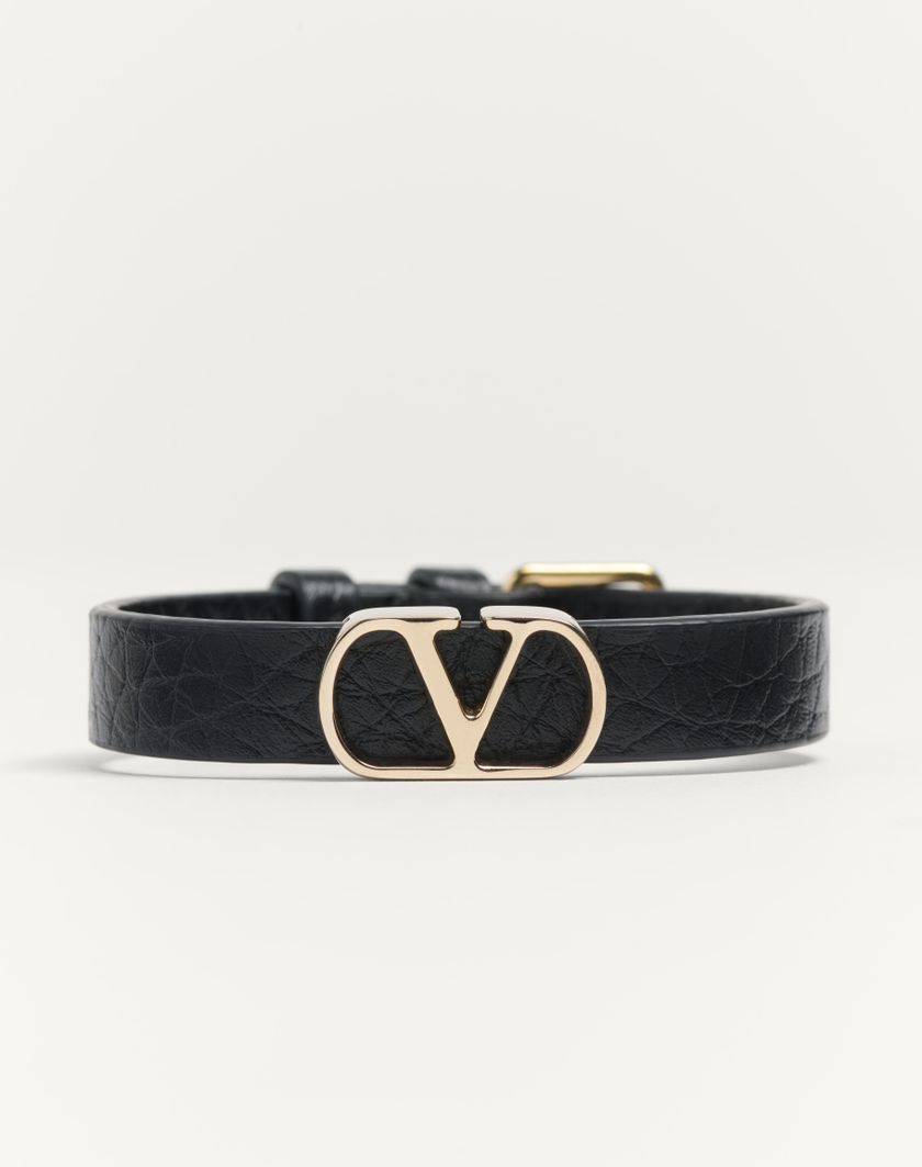 Valentino Handbags Bracciale Vlogo Signature In Vitello Granato Per Uomo In Nero | Valentino IT