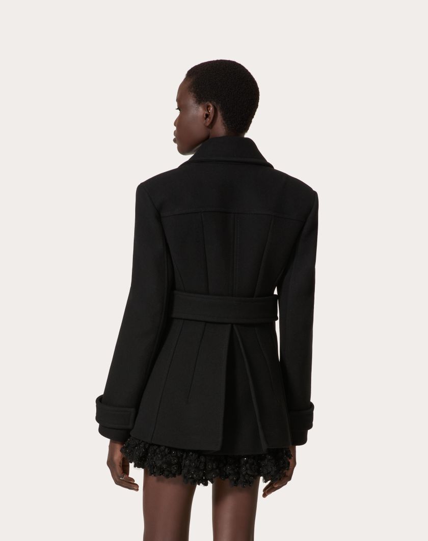 Valentino Handbags Caban In Compact Coat Per Donna In Nero | Valentino IT