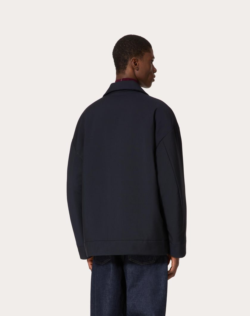 Valentino Handbags Caban In Lana Mohair Con V Detail Per Uomo In Navy | Valentino IT