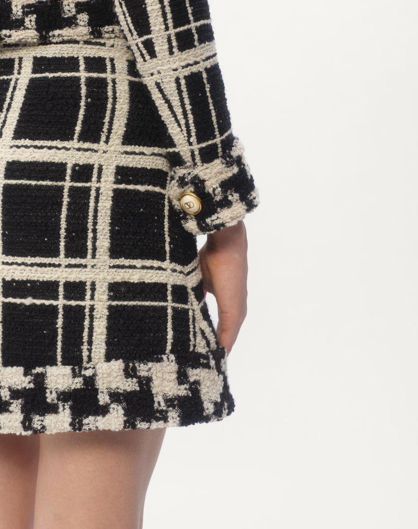 Valentino Handbags Caban In Macro Check Tweed Per Donna In Nero/avorio | Valentino IT