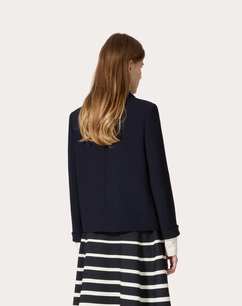 Valentino Handbags Caban In Texture Double Crepe Per Donna In Navy | Valentino IT