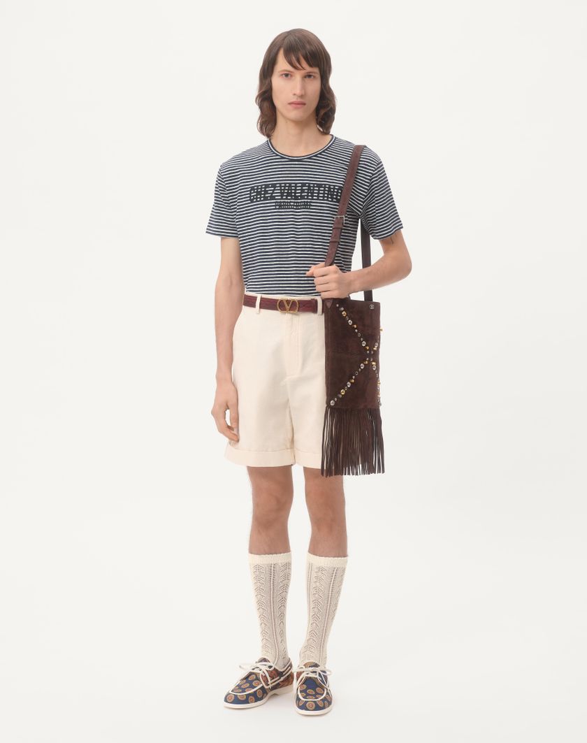 Valentino Handbags Calzini In Cotone Traforati Con Vlogo Per Uomo In Burro | Valentino IT