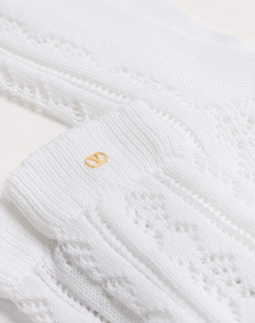 Valentino Handbags Calzini In Cotone Traforati Con Vlogo Per Uomo In Bianco | Valentino IT