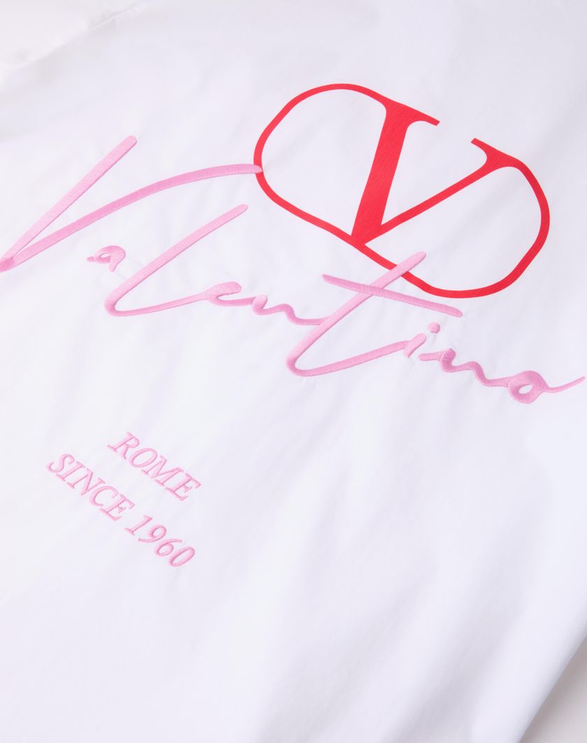 Valentino Handbags Camicia Da Bowling In Cotone Con Ricamo Valentino E Stampa Vlogo Signature Per Uomo In Bianco | Valentino IT