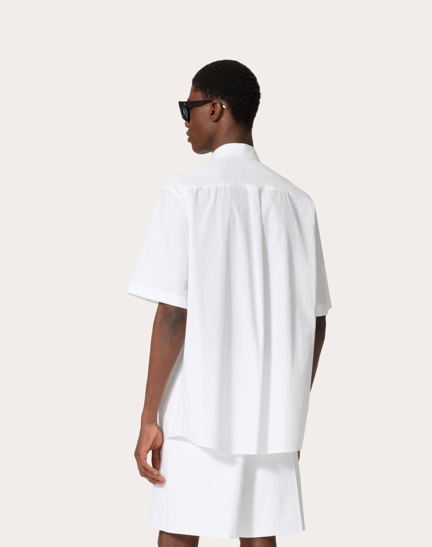 Valentino Handbags Camicia Da Bowling In Popeline Di Cotone Con Ricami Altorilievo Per Uomo In Bianco | Valentino IT