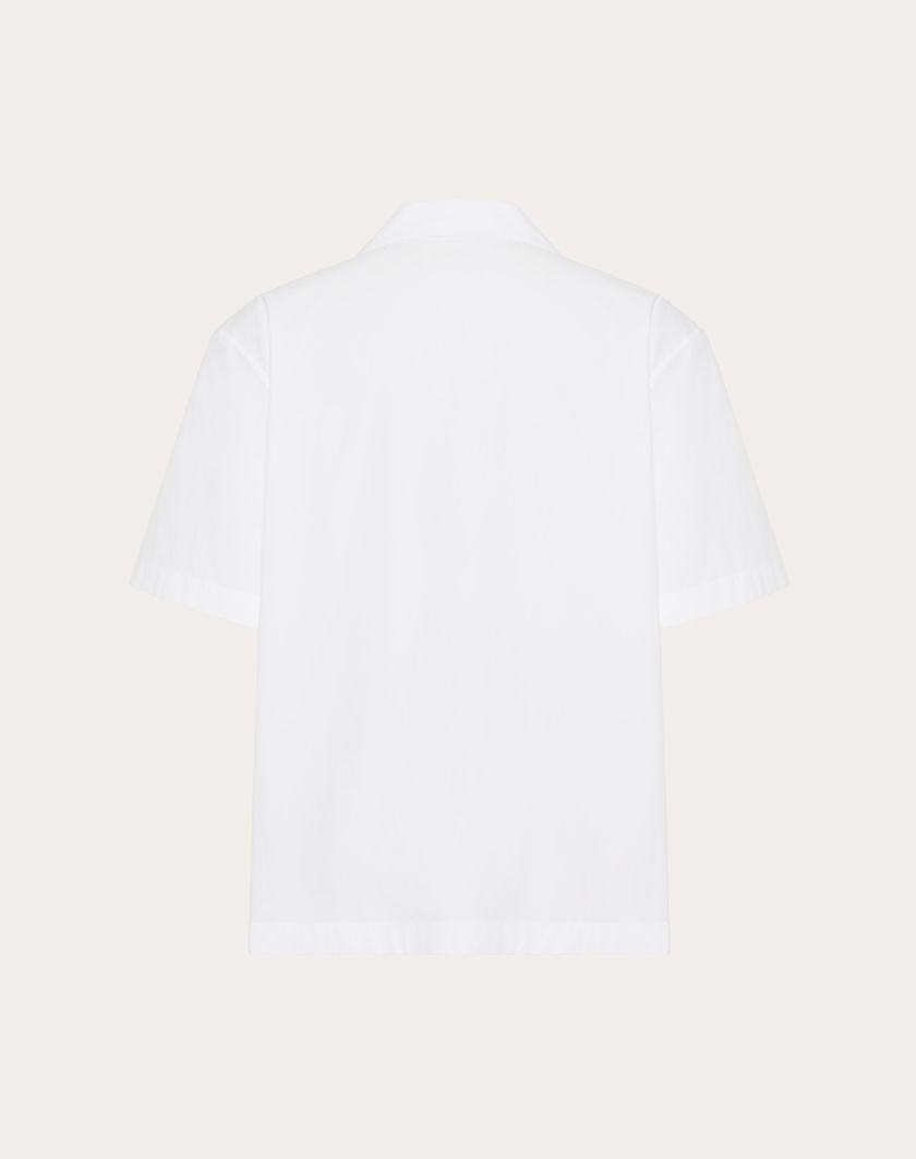 Valentino Handbags Camicia Da Bowling In Popeline Di Cotone Con V Detail Gommata Per Uomo In Bianco | Valentino IT