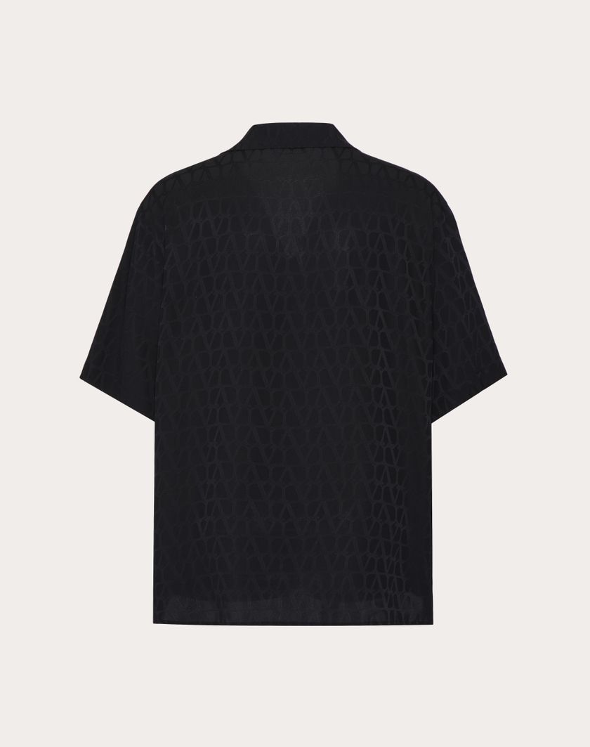 Valentino Handbags Camicia Da Bowling In Seta Con Motivo Toile Iconographe Per Uomo In Nero | Valentino IT
