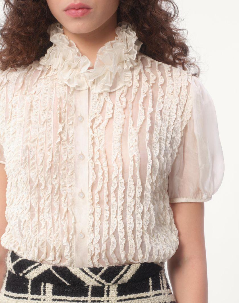 Valentino Handbags Camicia In Chiffon Per Donna In Avorio | Valentino IT