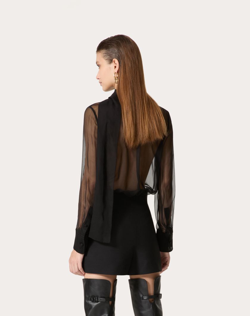 Valentino Handbags Camicia In Chiffon Per Donna In Rosso | Valentino IT