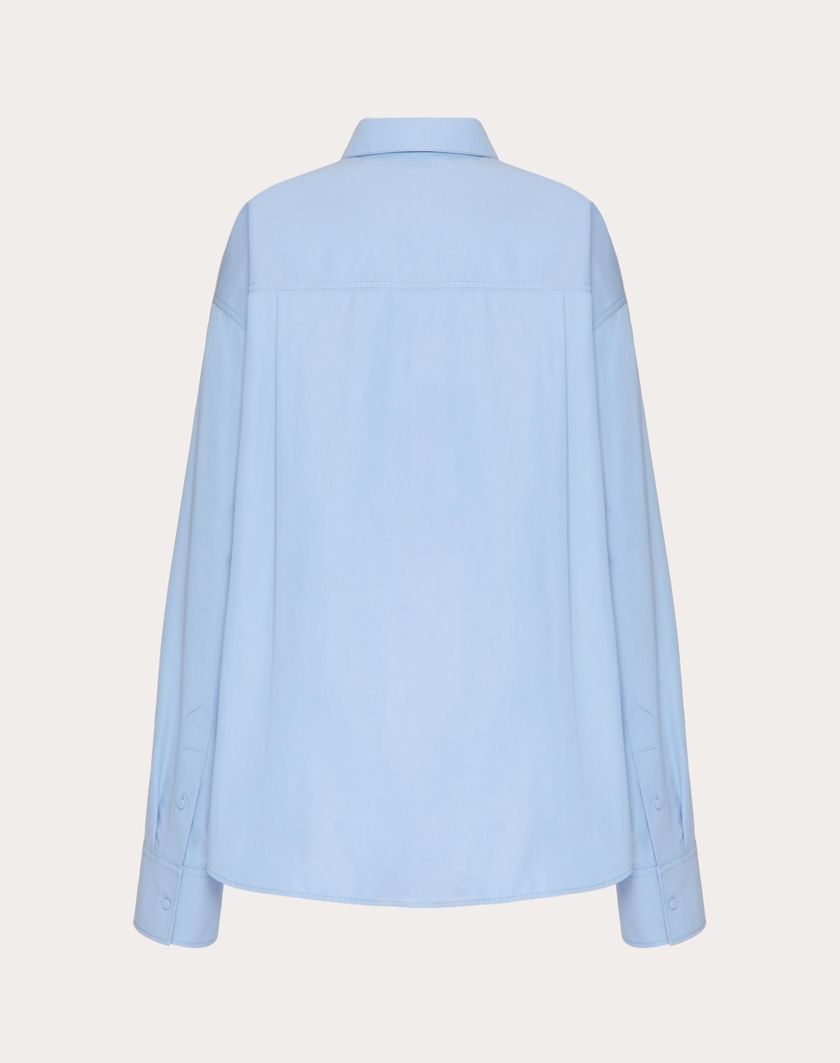 Valentino Handbags Camicia In Compact Popeline Per Donna In Iris Liliac | Valentino IT