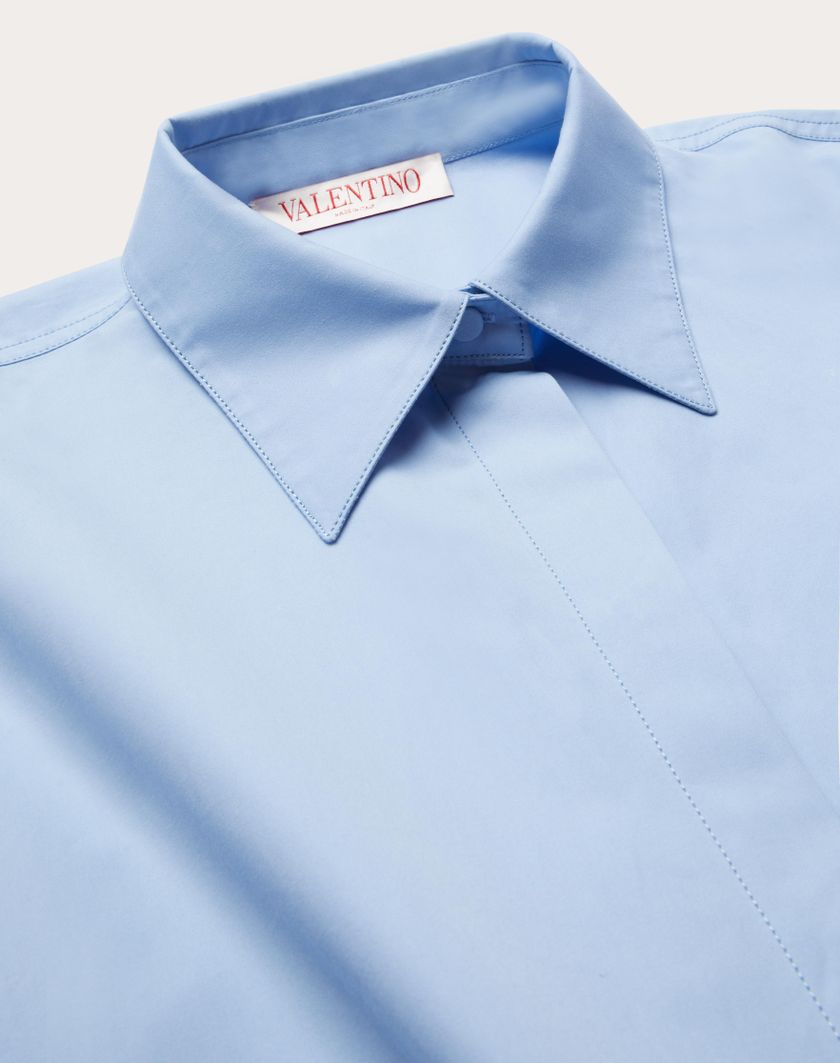 Valentino Handbags Camicia In Compact Popeline Per Donna In Iris Liliac | Valentino IT