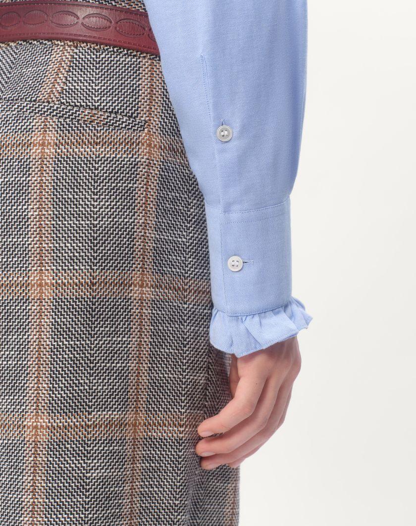 Valentino Handbags Camicia In Cotone Con Plastron E Rouches Per Uomo In Celeste | Valentino IT