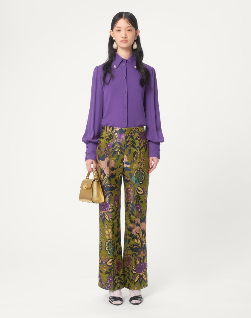 Valentino Handbags Camicia In Georgette Per Donna In Violet | Valentino IT