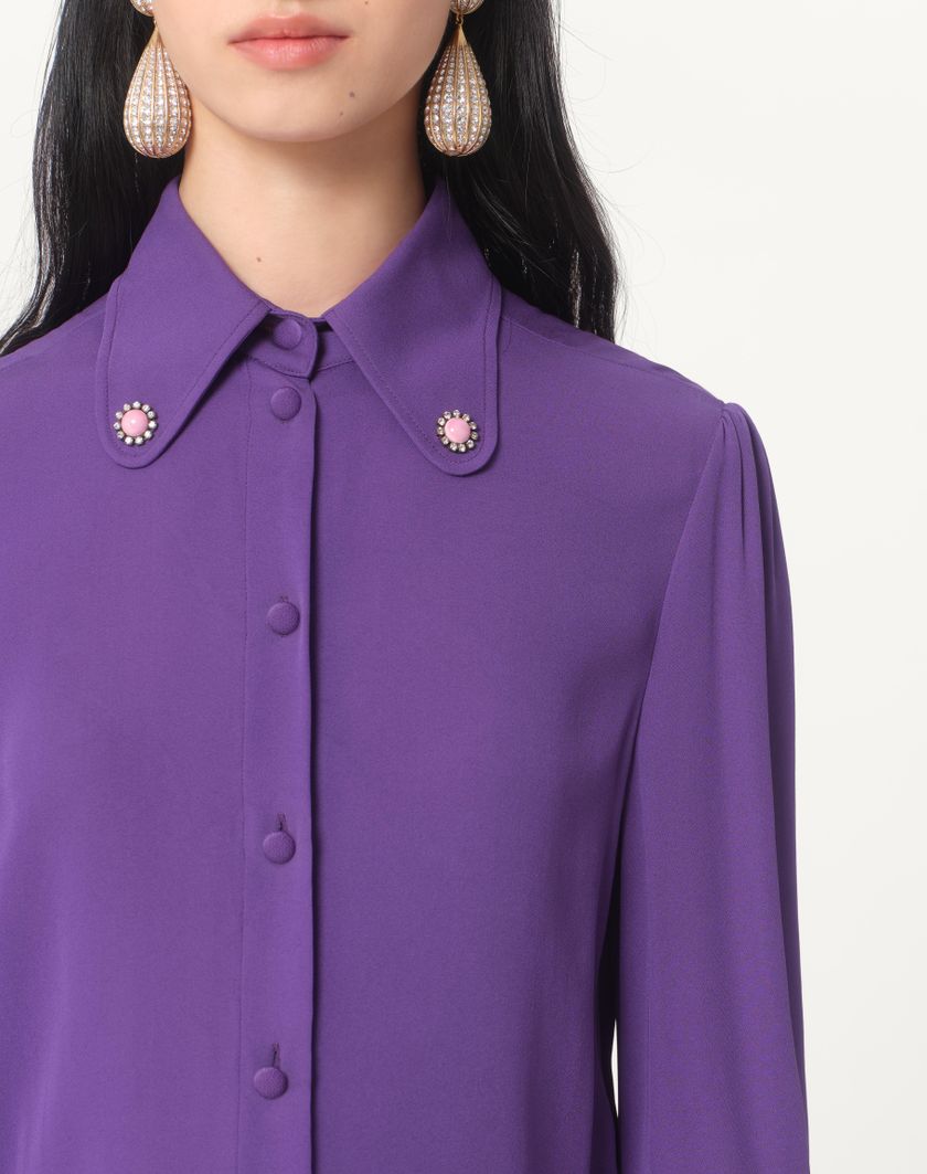 Valentino Handbags Camicia In Georgette Per Donna In Violet | Valentino IT