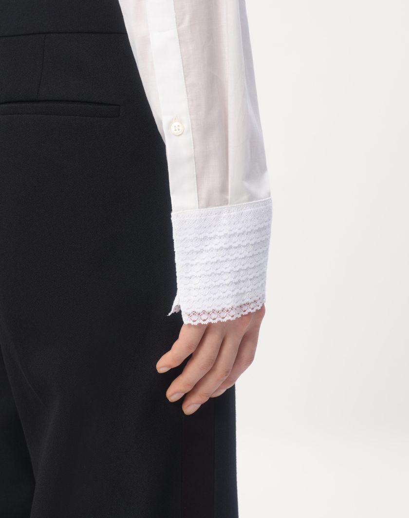 Valentino Handbags Camicia In Mussola Di Cotone Con Plastron E Dettagli In Pizzo Per Uomo In Naturale | Valentino IT