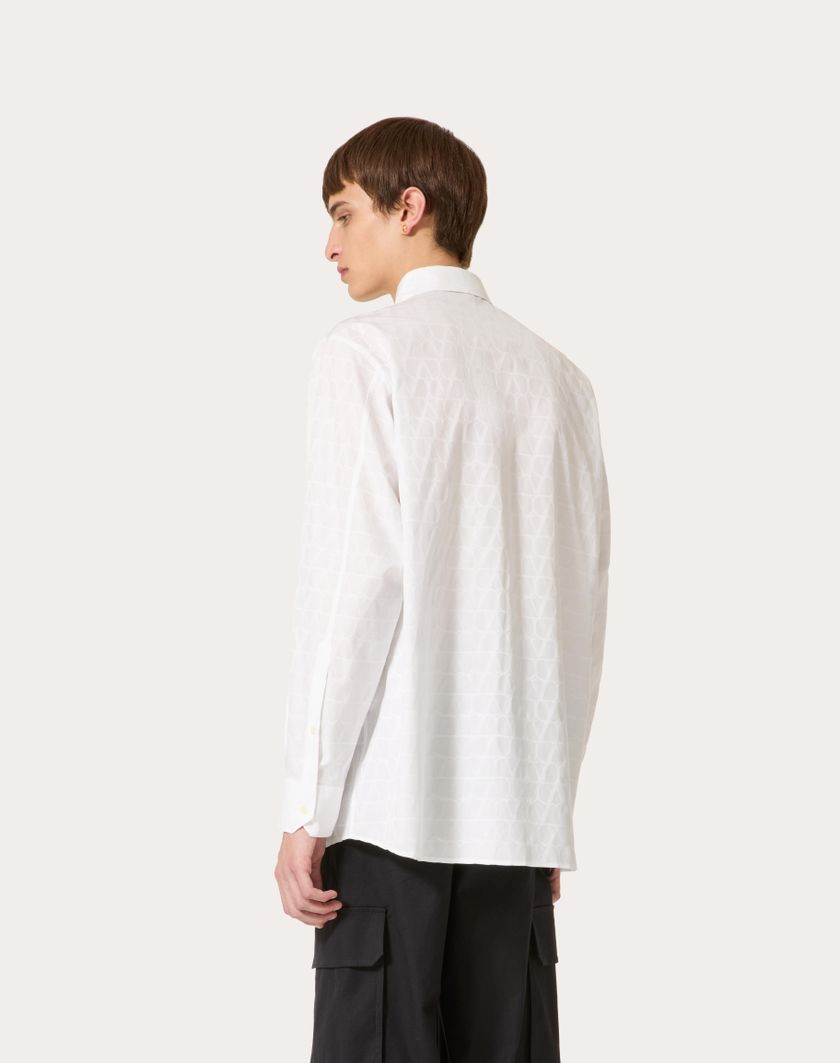 Valentino Handbags Camicia In Popeline Di Cotone Con Motivo Toile Iconographe Per Uomo In Bianco | Valentino IT