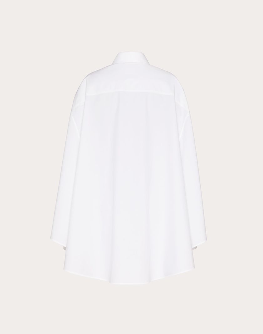 Valentino Handbags Camicia In Sartorial Popeline Per Donna In Bianco | Valentino IT