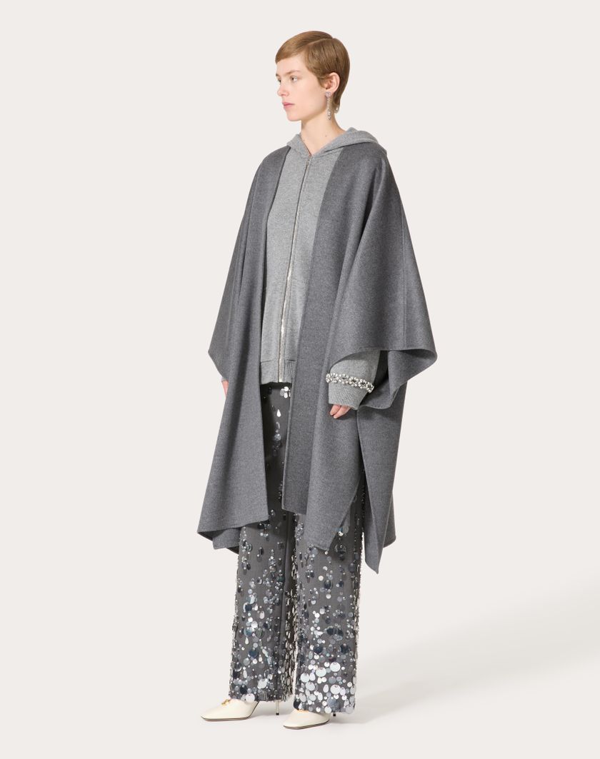 Valentino Handbags Cappa In Compact Drap Per Donna In Grigio Scuro | Valentino IT