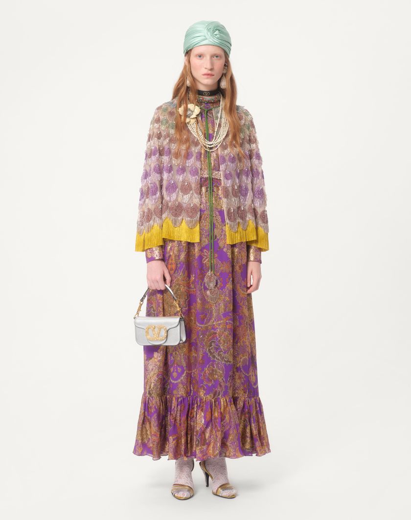 Valentino Handbags Cappa In Organza Ricamata Per Donna In Poudre/multicolor | Valentino IT