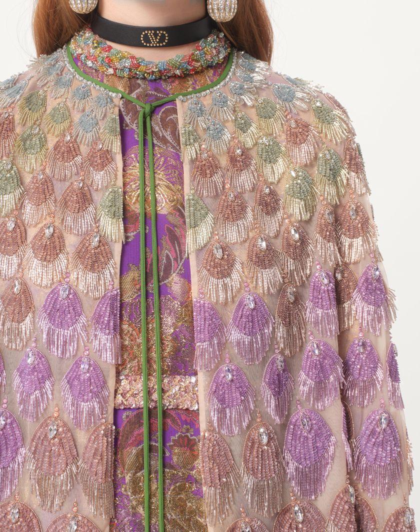 Valentino Handbags Cappa In Organza Ricamata Per Donna In Poudre/multicolor | Valentino IT