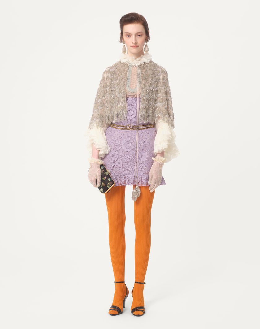 Valentino Handbags Cappa In Organza Ricamata Per Donna In Silver | Valentino IT