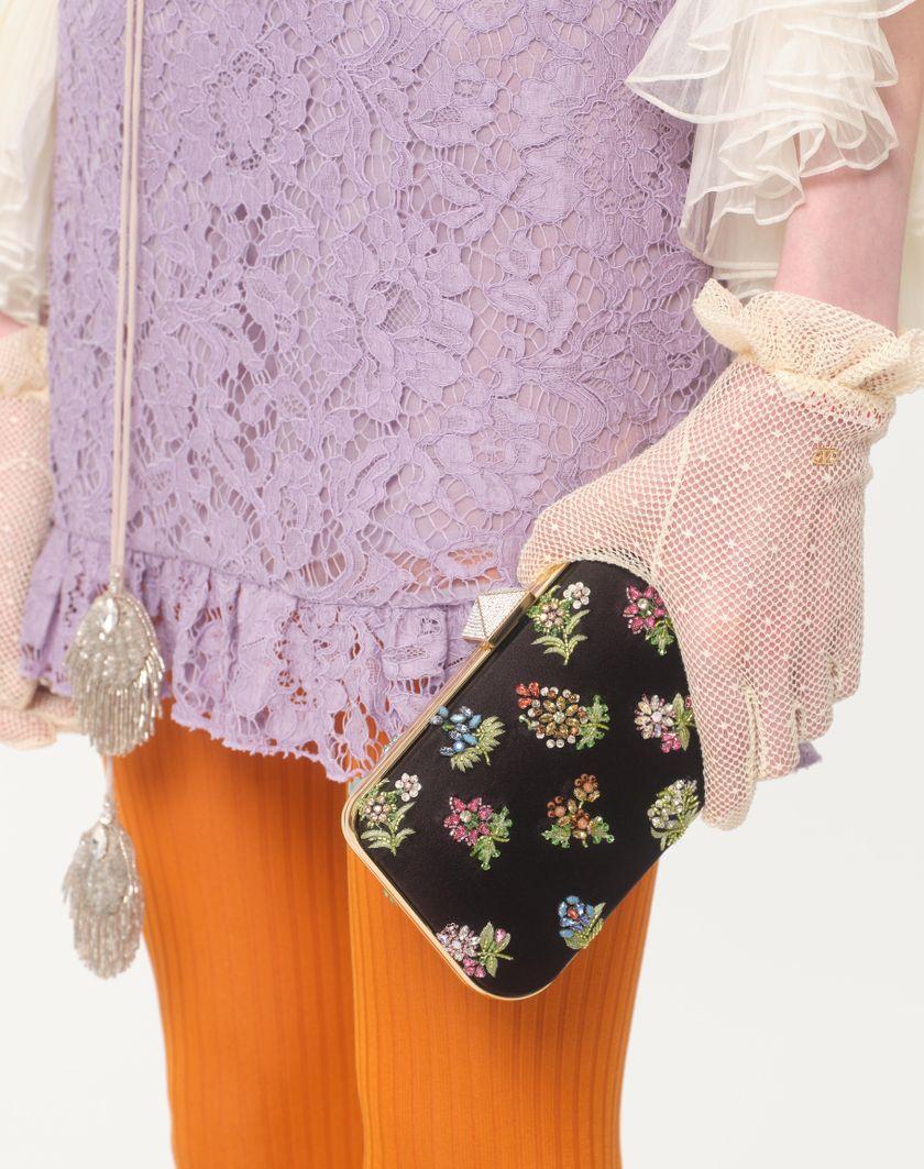 Valentino Handbags Cappa In Organza Ricamata Per Donna In Silver | Valentino IT