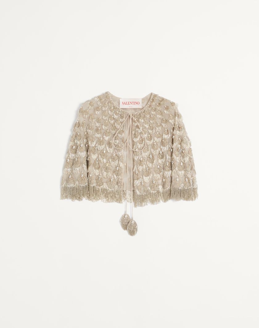 Valentino Handbags Cappa In Organza Ricamata per Donna in Silver | Valentino IT