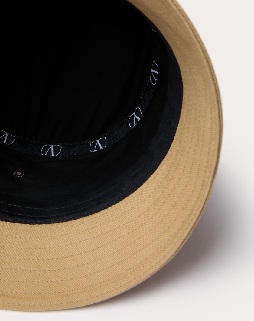 Valentino Handbags Cappello Bucket Vlogo Signature In Cotone Con Ricamo Vlogo Per Uomo In Beige | Valentino IT